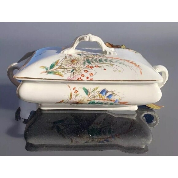 John Maddock & Sons Ltd. Other - Vintage Royal Semi Porcelain John Maddox & Sons Covered floral Vegetable Dish